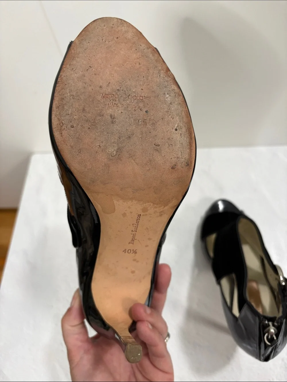 Black Velvet & Patent Leather Cutout High Heel Sandals 10.5